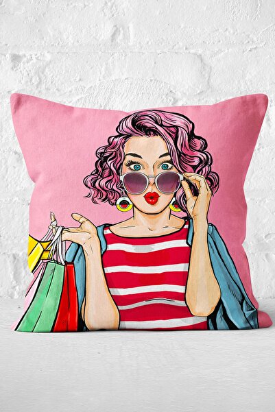 Nish & Royal غطاء وسادة مزخرف بنمط بوبارت مع خلفية وردية