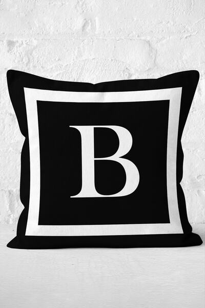 Nish & Royal Special Design Letter B Digital Printed Throw Pillow Cover