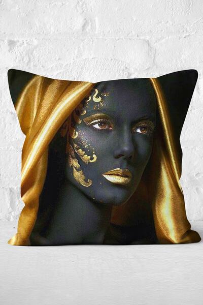 Nish & Royal غطاء وسادة مزخرف حديث للنساء الأفريقيات مع شكل إنسان