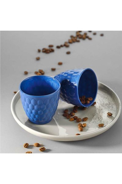 Kütahya Porselen Favo Coffee Cup Set 90 Cc Navy Blue 3 Pieces