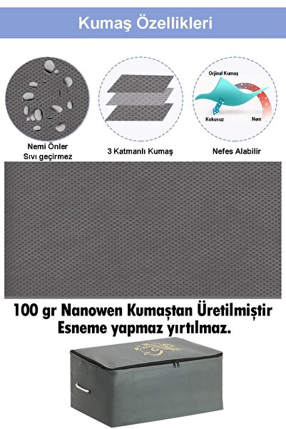 umbellatum Hurç Organizer Saklama Çantası 4 Adet 64x41x35 Cm Ve 1 Elbise Kılıfı Gri Renk 5'li Set