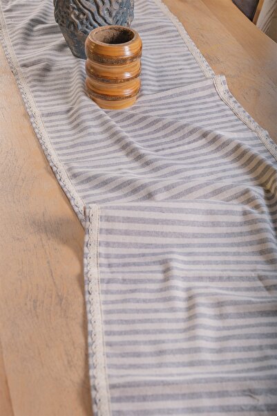 vivamaison Gray Linen Plain 152x42 Cm Runner Table Cloth