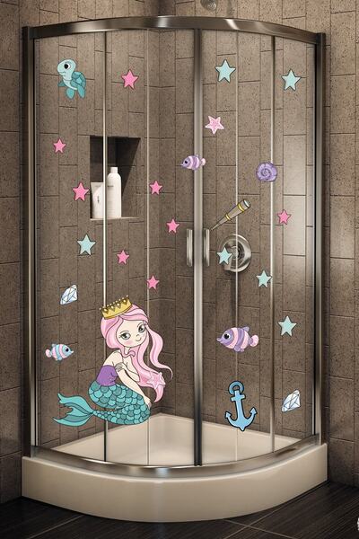 Echo Home Mermaid Sea Stars And Fishes Shower Cabin And Bathroom Sticker
