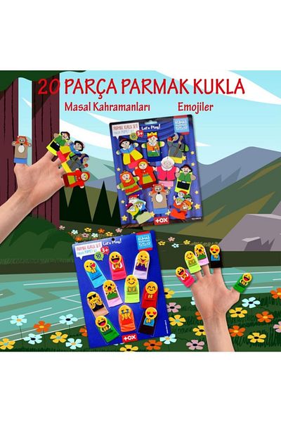 zzeydabutik 2 Set - 20 Pieces Tox Emojis and Fairy Tale Heroes Finger Puppet T225 T106