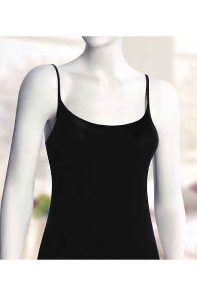 Altınay قميص داخلي أسود سادة مع شريطين 418