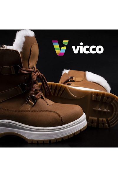Vicco Alexis 26-35 Unisex Tan Boots Μάλλινες Μπότες