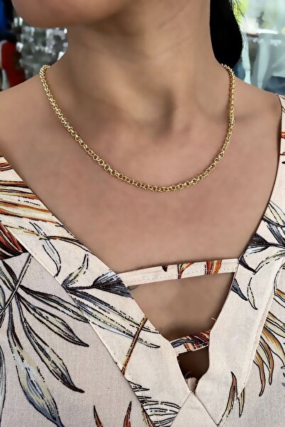Ryden Women's Gold Thin Hoop Chain Necklace