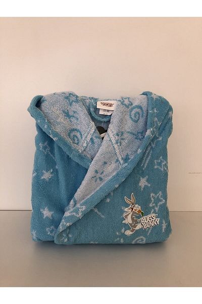 Özdilek Bugs Bunny Galaxy Blue Δωρεάν Σετ μπουρνούζι με πετσέτες ηλικίας 7/8