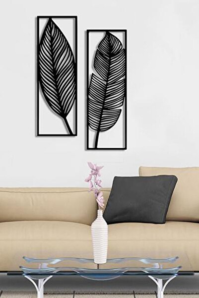 Black Wood 2-Piece Elegant Leaves Wall Decor Living Room Living Room 50x40cm Table Set For Bedroom Office