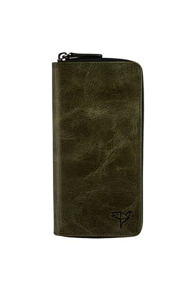 Garbalia Mandela Genuine Leather Crazy Green Wallet Card Holder