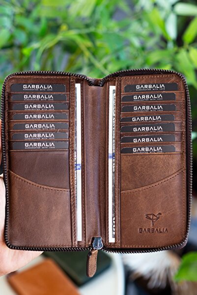 Garbalia Картодържател за унисекс портфейл Mandela от естествена кожа Crazy Brown