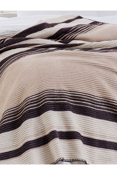 Elfida Home&Kids Brown Striped Cotton Single Blanket Cover