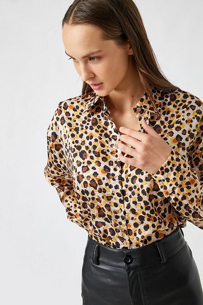 Koton Women's Yellow Patterned Shirt 2WAK60103PW