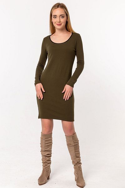 Laranor Khaki Ballerina Collar Knitwear Dress