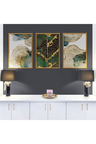 TekTablo Çerçeveli Ahşap Tablo Seti 3 Prç