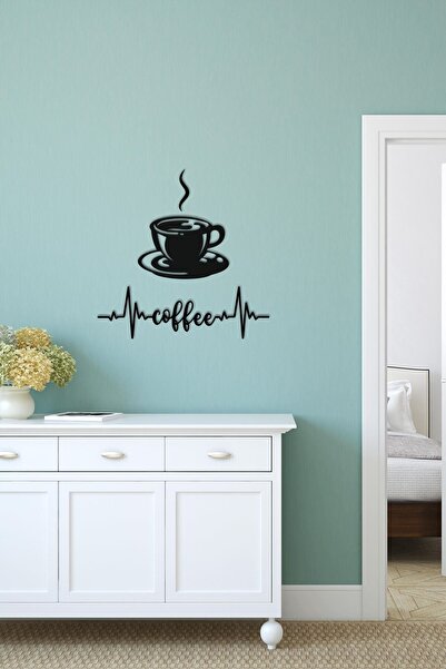 NT Handmade Siyah Ahşap Coffee Fincan Duvar Dekoru - Mutfak Konsepti Cafe Kah...