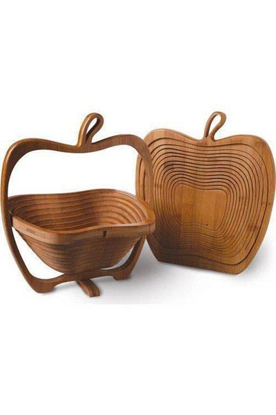 yılmaz ahşap Fruit Basket Decorative Folding Bamboo Fruit Holder Bread Bowl