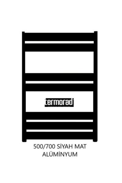 ULUMAK Mat Siyah Alüminyum Havlupan 50*70 Cm Termorad Petsa Slim +2 Adet 16x2 Pex Radyatör Havlupan Vanası