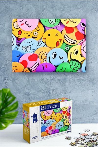 NT Handmade 260 Piece Cheerful Faces Puzzle Set with Glue and Rope - Cheerful Faces Puzzle Set