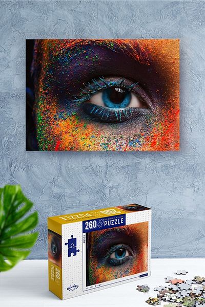 NT Handmade 260 Piece Colors & Eye Puzzle Set with Glue and Thread as Gift