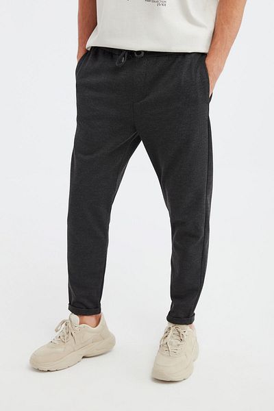 GRIMELANGE Unblended Men's Anthracite Solid Color Trousers