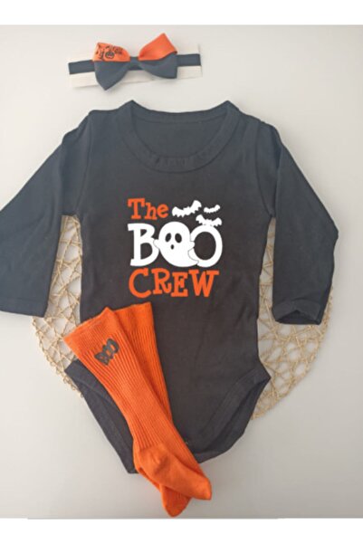 Hallowen Cadılar Bayramı Turuncu Toka Bebek Bandana Bebek Zıbın Turuncu Çorap Siyah Zıbın Halloween