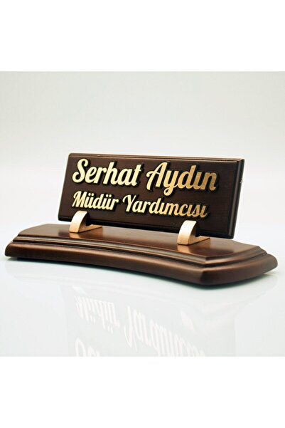 Ofistike Kabartma Ahşap Masa Isimliği - Riola Masa Isimlik