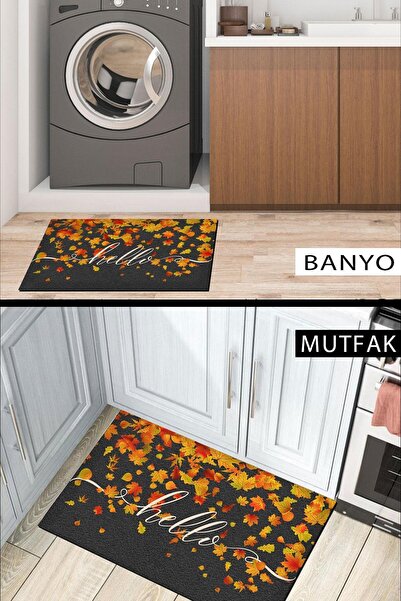 Monnhein Sonbahar Hello Kapı Önü Paspası Dekoratif Kapı Paspası Dış Mekan Paspas Ev Içi Paspası