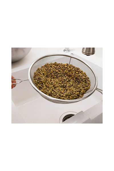 5DM Supported Metal Handle Pewter Flour - Milk - Sugar - Pulses Strainer 22 Cm
