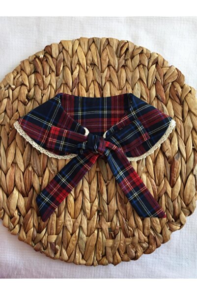 Eylülce Butik Çocuk Vintage Dantelli Ekose Yakalık