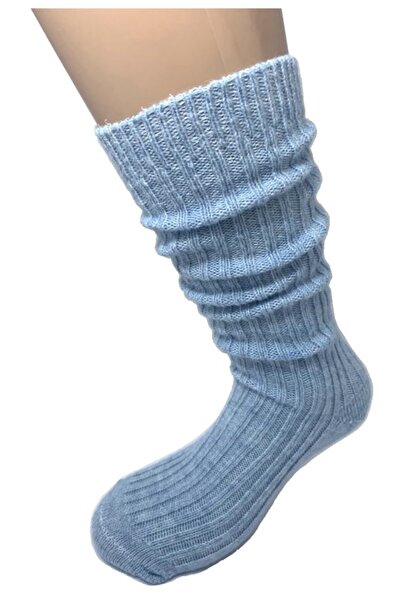 Bamuta Kadın Yün Dizaltı Bot Çorabı Mavi