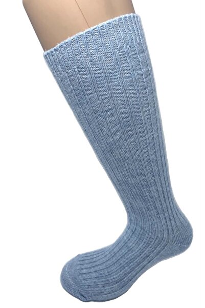 Bamuta Kadın Yün Dizaltı Bot Çorabı Mavi