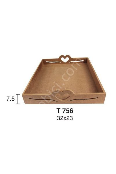 İstanbul Hobi Wooden Tray with Heart Handle Object T756