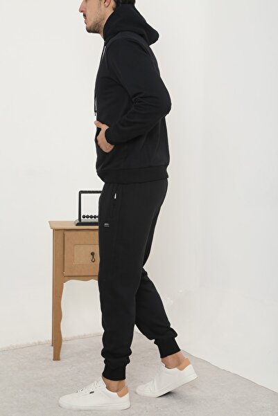 3MODA Ανδρικό σετ αθλητικής φόρμας με κουκούλα με κουκούλα από ύφασμα χοντρό 3 κλωστές