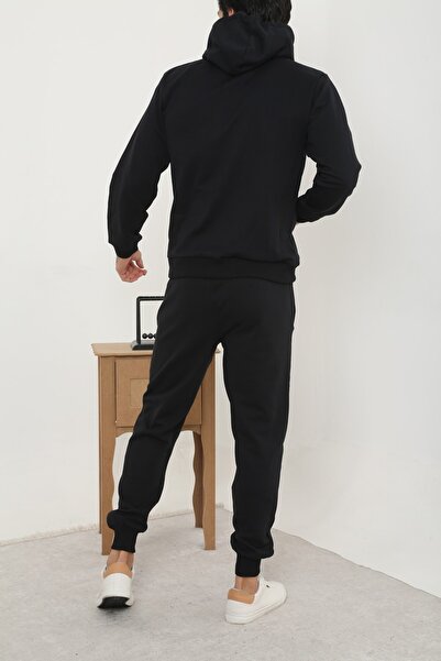 3MODA Ανδρικό σετ αθλητικής φόρμας με κουκούλα με κουκούλα από ύφασμα χοντρό 3 κλωστές