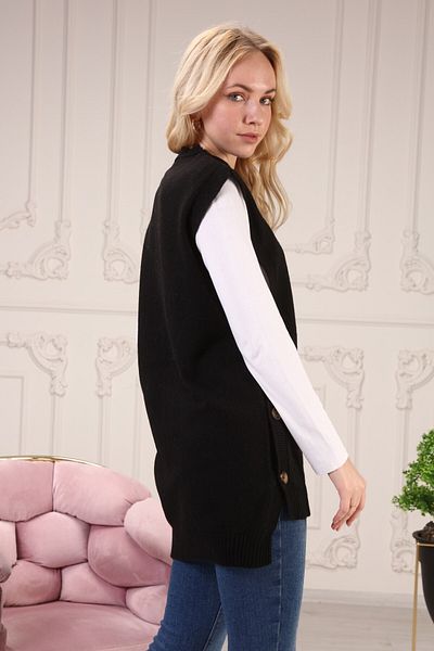 MA ananas Women's Button Detailed Casual Black Sweater