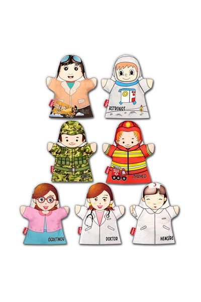 Tox 7 Piece Professions Hand Puppet Set, Educational Toy