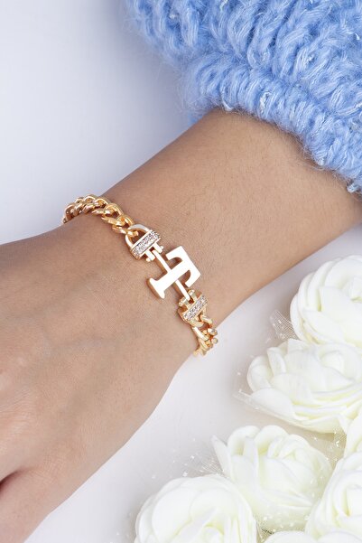 Sortie Aksesuar Zirkon Taşlı Tasarım Harf Bileklik T