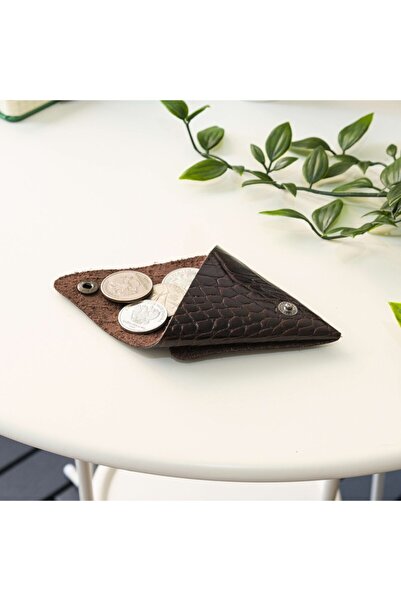Modica Bamby - Real Leather Multi-Purpose Croco Brown Coin Jewelry Pouch