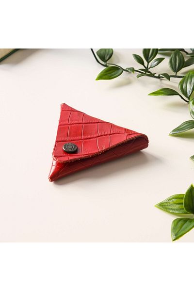 Modica Bamby - Real Leather Multi-Purpose Croco Red Coin Jewelry Pouch