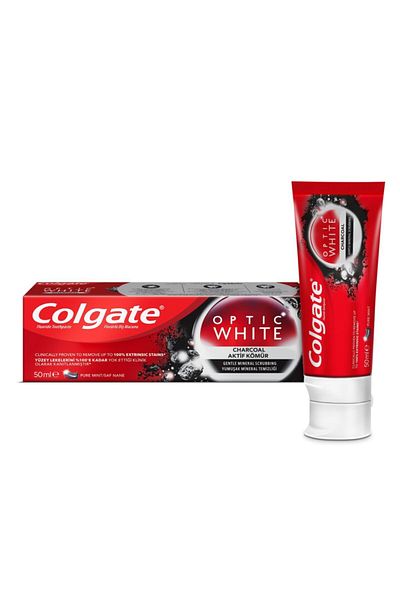 Colgate Optic White Activated Charcoal 50 Ml X 2 + Micro (1+1) Fine Toothbrush + Plax Oral Care Water 250ml
