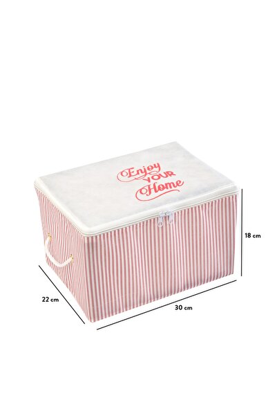 Serstil Mini Boy Baskı Detaylı Pembe Çizgili Hurç 30 X 22 X 18 Cm