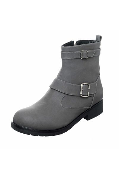 İriadam K313-1 Gray Oiled Leather Large Size Women's Boots
