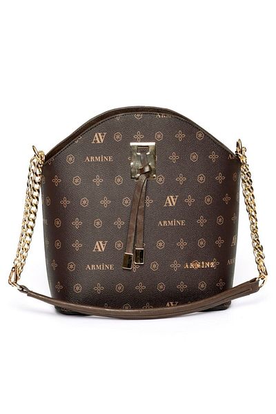 Armine Women&#39;s Hand and Shoulder Bag Brown Printed 102