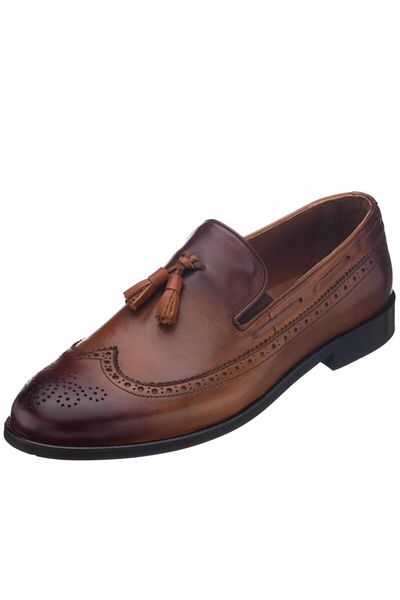 İriadam Nv1930 Tan Tasseled Analin Neolite Sole Top Quality Leather Large Size Men's Shoes