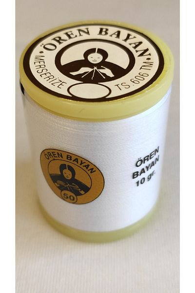 ATMACA TUHAFİYE Ören Women's Koton Machine Embroidery Roller 10 Grams Color: White