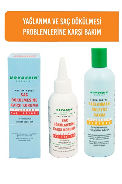 Novocrin Placenta Dökülen Saçlar için Losyon & Yağlı Dökülen Saçlar Şampuan 300 Ml
