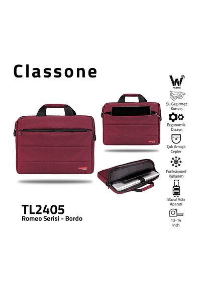 Classone حقيبة يد للكمبيوتر المحمول مقاس 15.6 بوصة متوافقة مع الكمبيوتر المحمول Ul165 - بورجوندي