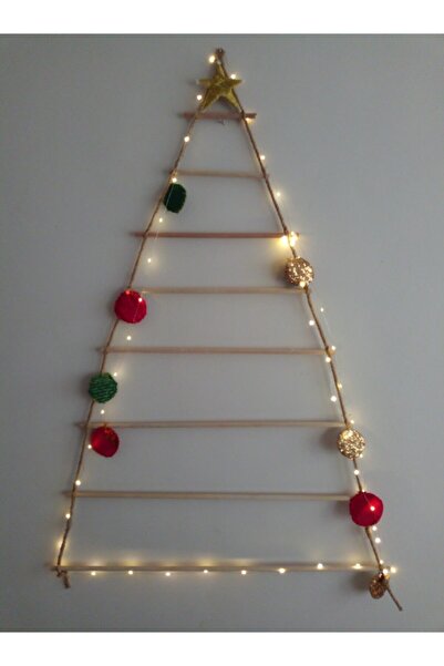 ERZAHOME Kavela Tahta Çıtadan Yapılmış Doğal Görünümlü Yılbaşı Ağacı Duvar Sü...