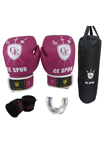 CESPOR Pembe Boks Eldiveni 90 Cm Boks Torbası Bandaj Ve Dişlik Set